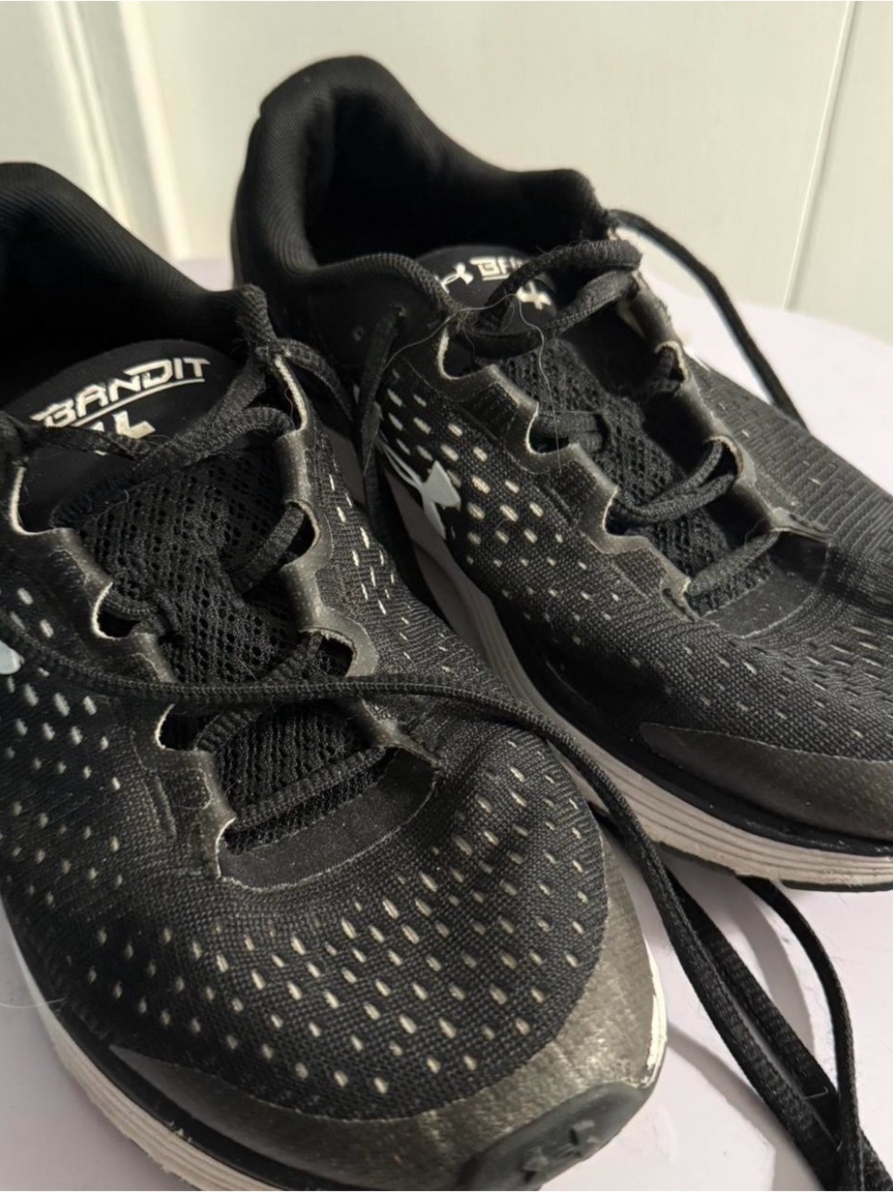 Under Armour Black and White Bandit Athletic Running Shoes
